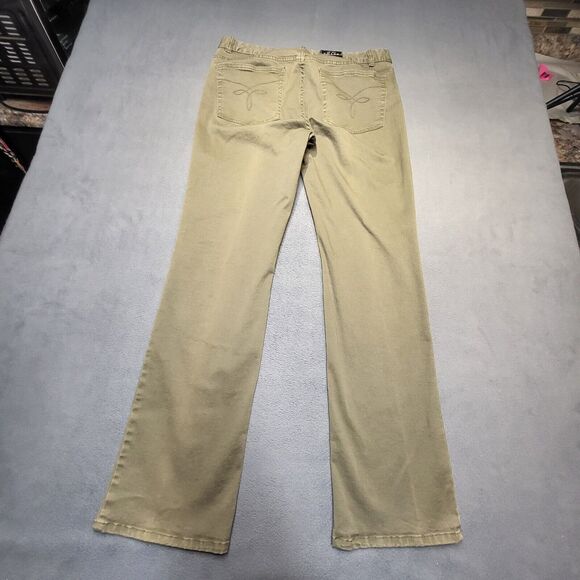 NWT Chaps Denim Pants Womans 12 Green Straight Leg Stretch Distressed - Picture 9 of 10